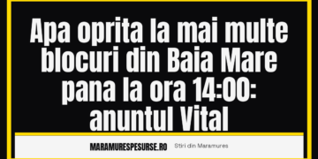Apa oprita la mai multe blocuri din Baia Mare pana la ora 14:00: anuntul Vital