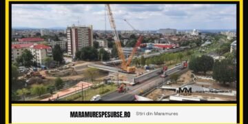 Podul Unirii din Baia Mare capătă formă: 10 din cele 11 grinzi au fost montate
