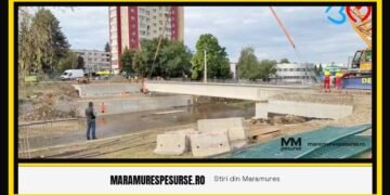 S-a început montarea grinzilor la noul pod de pe bulevardul Unirii din Baia Mare