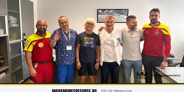 Marie Nordgren, vicepreședinta ICAR, la Spitalul Județean Baia Mare împreună cu reprezentanți Salvamont Maramureș