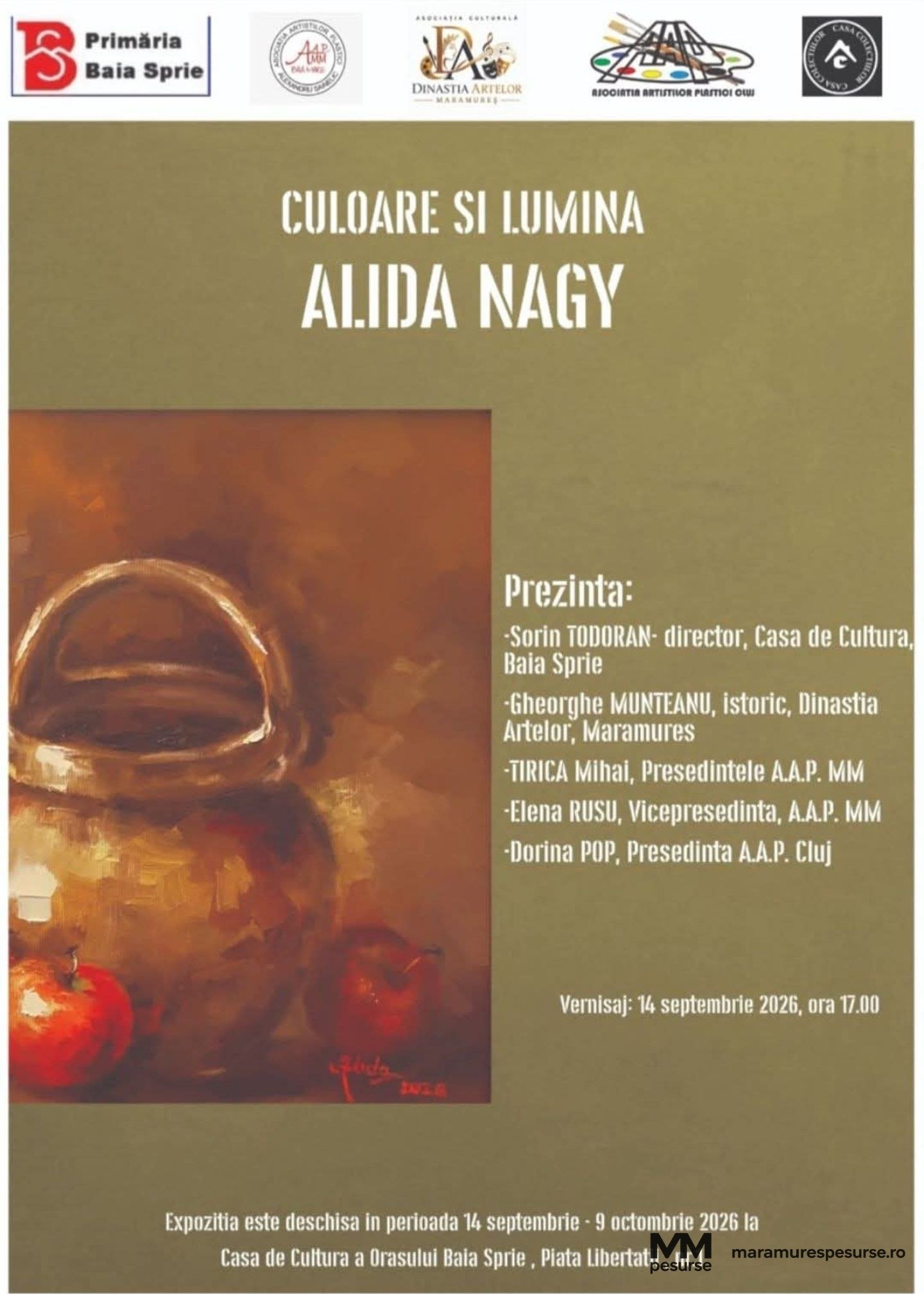 Vernisaj cu culoare și lumină la Baia Sprie: artista Alida Nagy își expune picturile la Casa de Cultură